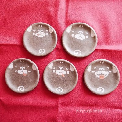 画像2: パグ豆皿5枚セット(予約)