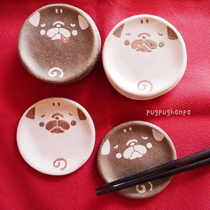 パグ豆皿5枚セット(予約)